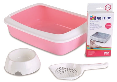 Savic Kitten Kattenbak Iriz Startset Roze Wit