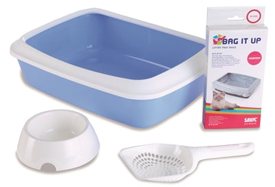 Savic Kitten Kattenbak Iriz Startset Blauw Wit