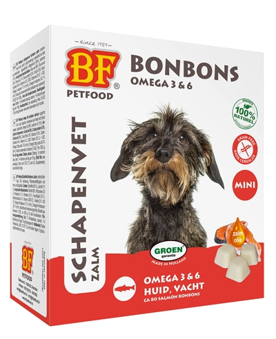 Bf Petfood Schapenvet Mini Bonbons Zalm 80 st