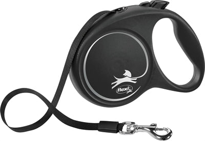 Flexi Rollijn Hond Black Design Tape Wit Accent L 5 meter