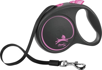 Flexi Rollijn Black Design Tape Roze Maat L tot 50 kilo