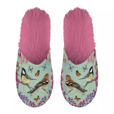 Merkloos Pantoffel Tuinvogels Groen Roze