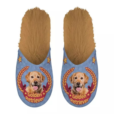 Merkloos Pantoffel Golden Retriever Lila Beige