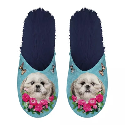 Merkloos Pantoffel Shih Tzu Lichtblauw Donkerblauw