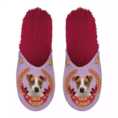 Merkloos Pantoffel Jack Russel Roze Fuchsia